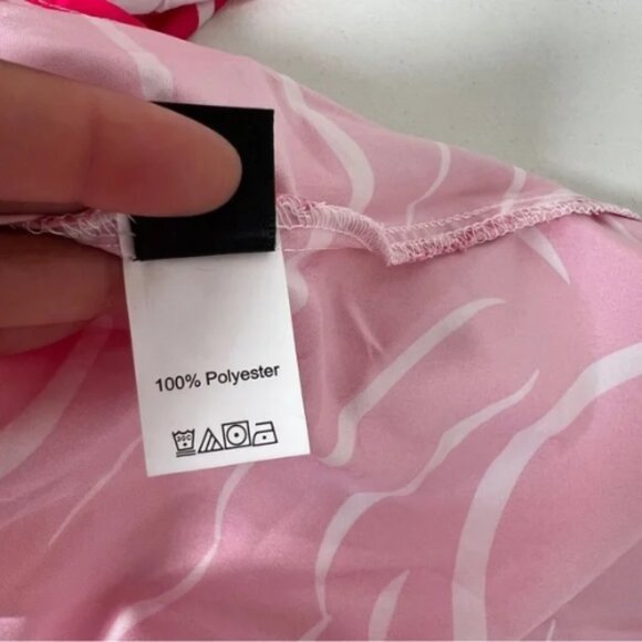 Shein Pink Zebra Printed Ruched Maxi Dress Mock Neck Satin Sz Small US‎ 4 - Picture 10 of 10